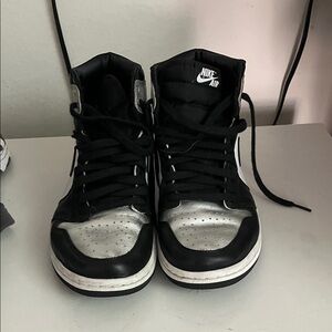 Nike Black and Silver High-Top Sneakers